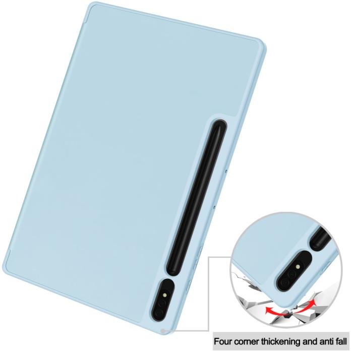 Bild 6,  Samsung Galaxy Tab S9 Plus Fodral Tri-Fold Pennhållare Blå