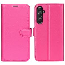  Samsung Galaxy A55 5G Fodral Litchi L&auml;der Rosa