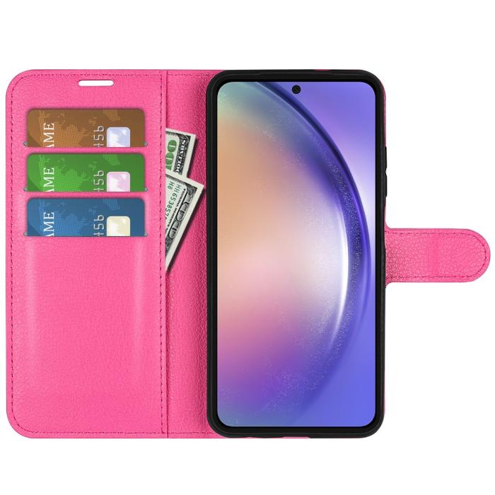Bild 2,  Samsung Galaxy A55 5G Fodral Litchi Läder Rosa