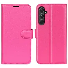  Samsung Galaxy A55 5G Fodral Litchi L&auml;der Rosa