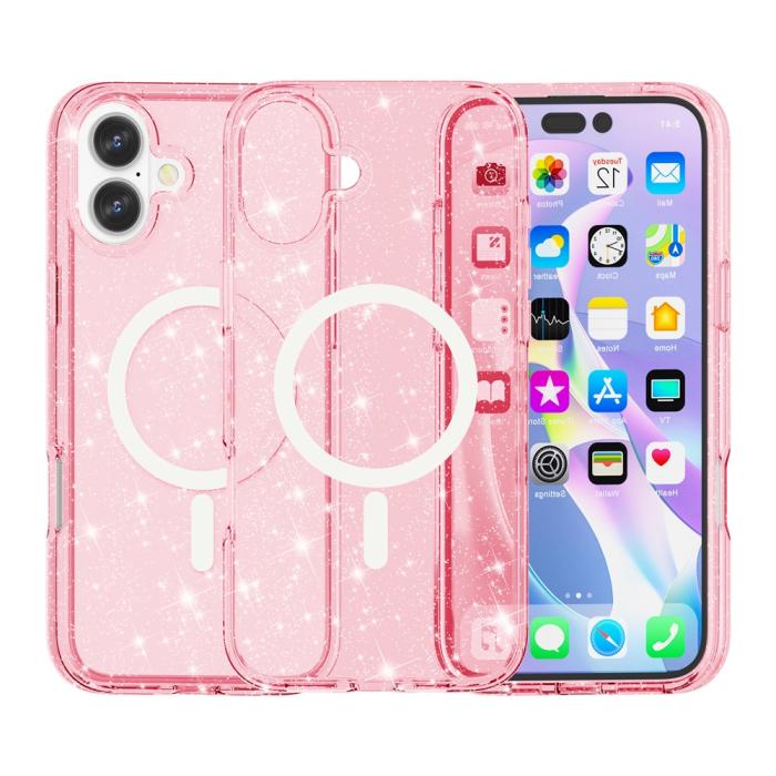 Bild 2,  iPhone 17 Skal MagSafe Hybrid Glitter Rosa