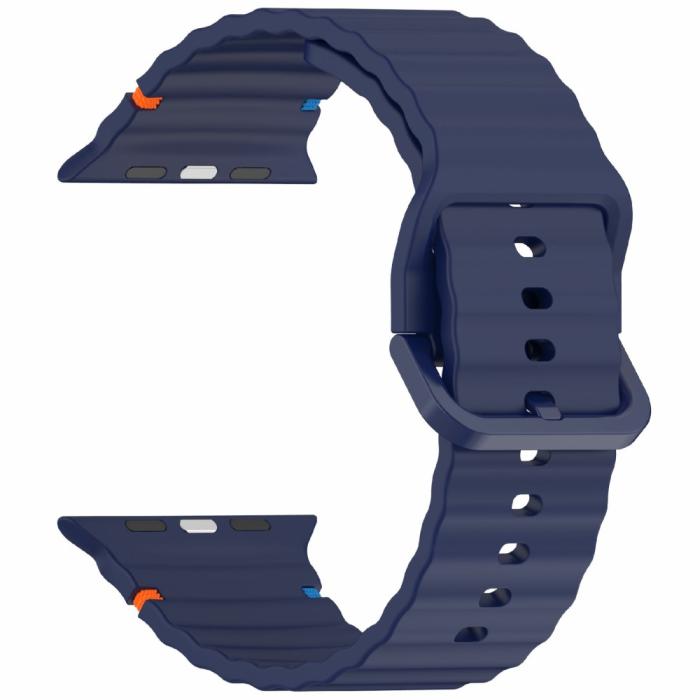 Bild 3,  Apple Watch 42/44/45/46/49 mm Armband Silikon Wave Blå