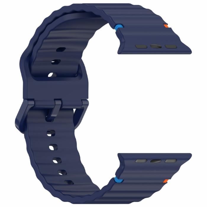 Bild 4,  Apple Watch 42/44/45/46/49 mm Armband Silikon Wave Blå