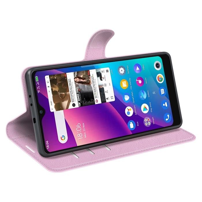 Bild 5,  TCL 305 (2022) Fodral Litchi Läder Ljus Rosa