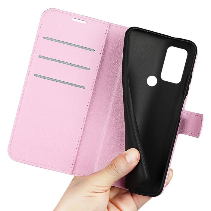 Bild 6,  TCL 305 (2022) Fodral Litchi Läder Ljus Rosa