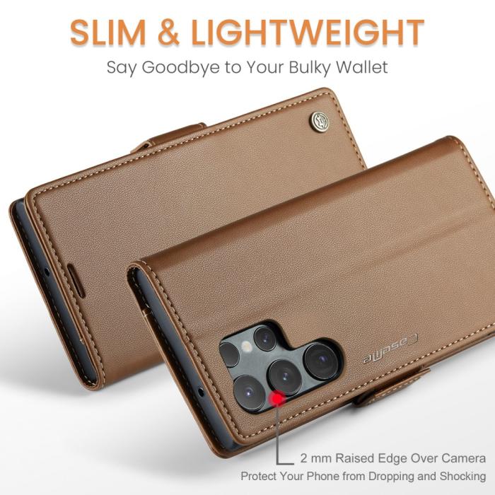 Bild 4, CASEME CASEME Galaxy S24 Ultra Fodral Slim Litchi Läder Brun