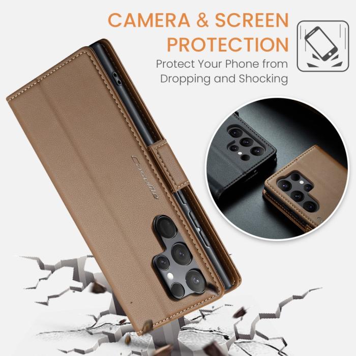 Bild 6, CASEME CASEME Galaxy S24 Ultra Fodral Slim Litchi Läder Brun
