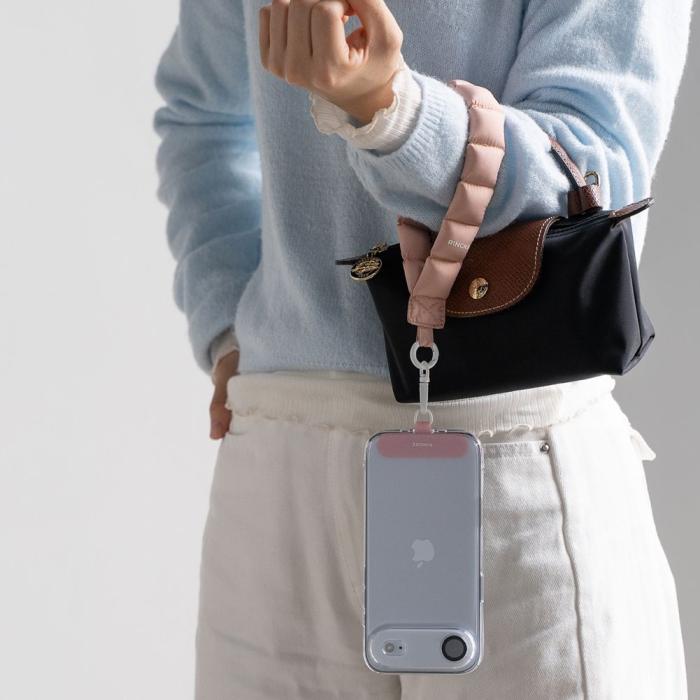 Bild 3, Ringke Ringke Handledsrem Holder & Puffer Hand Strap Floral Pink