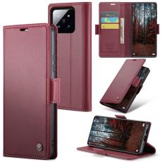 CASEME CASEME Xiaomi 14 Fodral RFID Litchi L&auml;der R&ouml;d