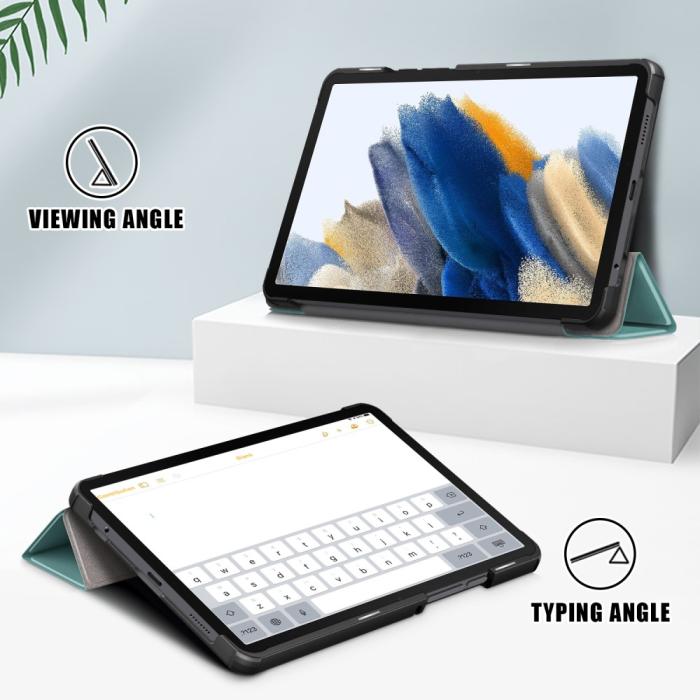 Bild 3,  Samsung Galaxy Tab A9 Fodral Tri-Fold PU Läder Svartgrön