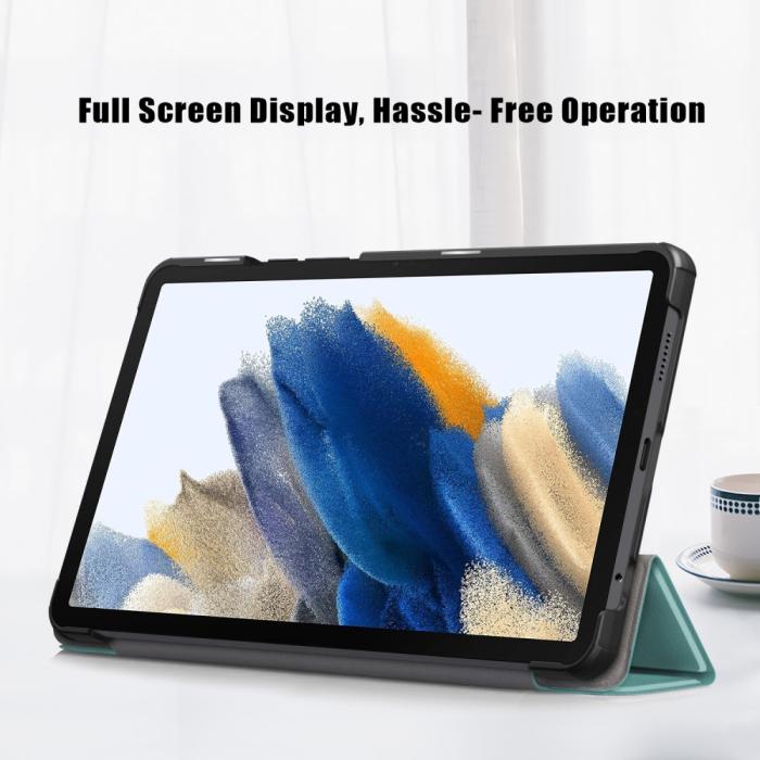 Bild 4,  Samsung Galaxy Tab A9 Fodral Tri-Fold PU Läder Svartgrön