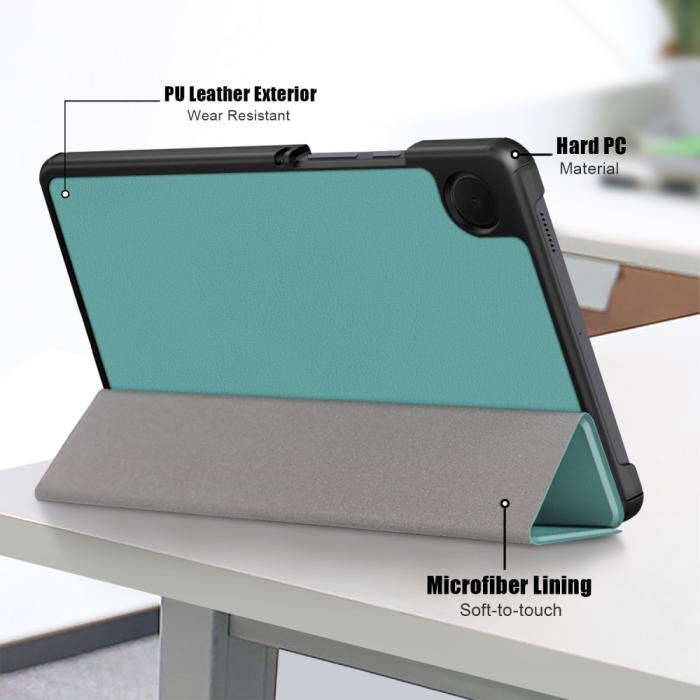 Bild 5,  Samsung Galaxy Tab A9 Fodral Tri-Fold PU Läder Svartgrön