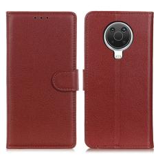  Nokia G10 / G20 Fodral Litchi L&auml;der Brun