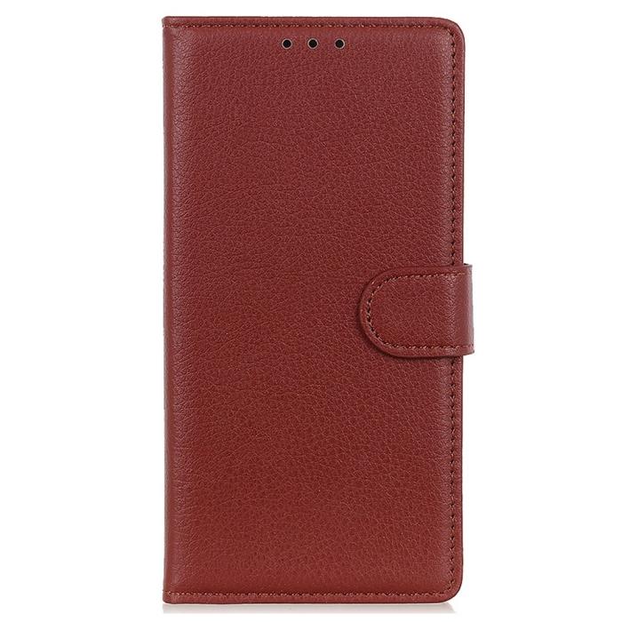 Bild 6,  Samsung Galaxy S23 Plus Fodral Litchi Läder Brun