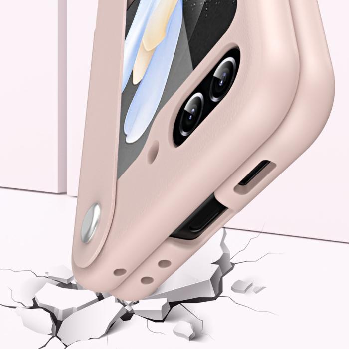 Bild 6,  Galaxy Z Flip 6 / 7 FE Skal Med Finger Strap Läder Svart