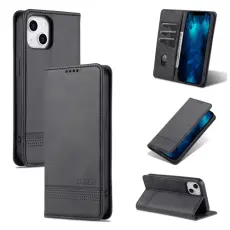 AZNS AZNS iPhone 14 Fodral Flip L&auml;der Svart