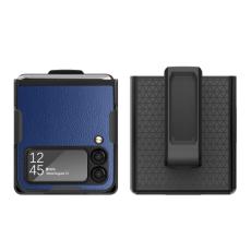  Samsung Galaxy Z Flip 4 Skal Litchi Med B&auml;lteskl&auml;mma Bl&aring;