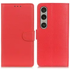  Sony Xperia 1 VI Litchi L&auml;der Fodral R&ouml;d