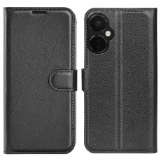  OnePlus Nord CE 3 Lite 5G Fodral Litchi L&auml;der Svart