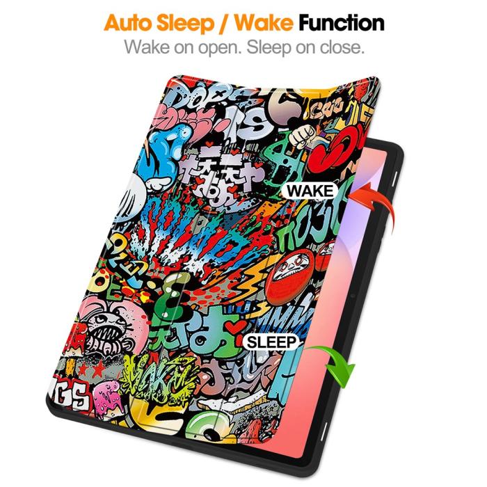 Bild 2,  Samsung Galaxy Tab S10 Lite Fodral Tri-Fold Graffiti