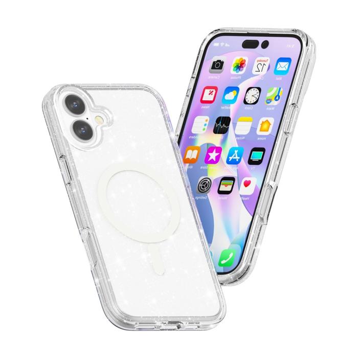 Bild 3,  iPhone 17 Skal MagSafe Hybrid Glitter Vit
