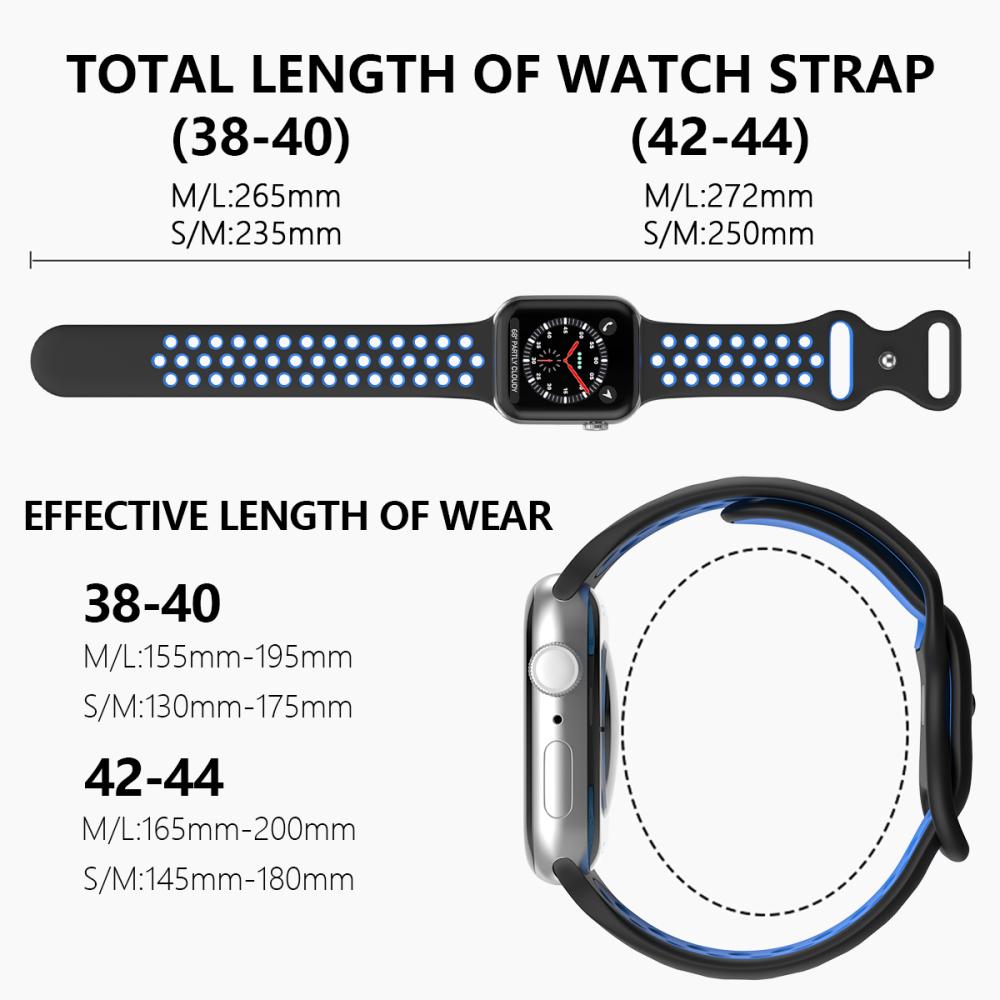 ColorPop Sportarmband Dual-Color Apple Watch 42/41/40/38 mm (S/M) Svart/Blå
