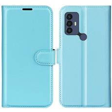  TCL 305 (2022) Fodral Litchi L&auml;der Ljus Bl&aring;