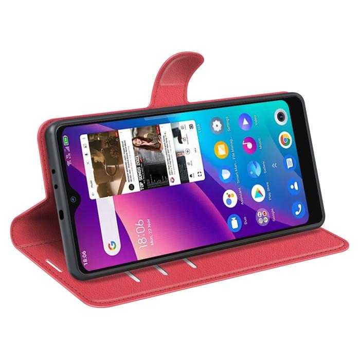 Bild 5,  TCL 305 (2022) Fodral Litchi Läder Röd