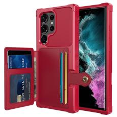  Samsung Galaxy S23 Ultra Skal Med Pl&aring;nbok R&ouml;d