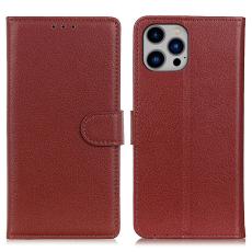  iPhone 16 Pro Fodral Litchi L&auml;der Brun