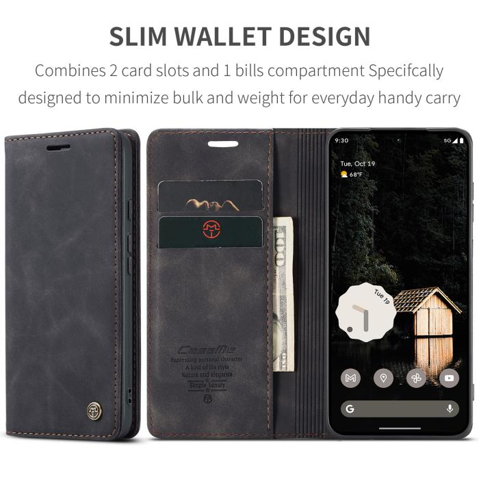 Bild 2, CASEME CASEME Google Pixel 10a Fodral Flip Retro Läder Svart