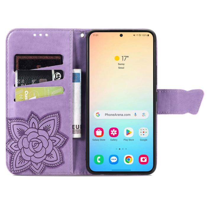 Bild 2,  Samsung Galaxy S24 Plus Fodral Big Butterfly Ljus Lila