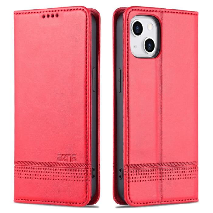 Bild 2, AZNS AZNS iPhone 14 Fodral Flip Läder Röd