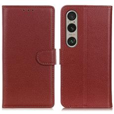 Sony Xperia 1 VI Litchi L&auml;der Fodral Brun
