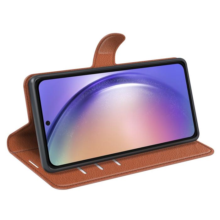 Bild 3,  Samsung Galaxy A55 5G Fodral Litchi Läder Brun