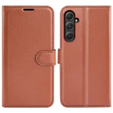  Samsung Galaxy A55 5G Fodral Litchi L&auml;der Brun