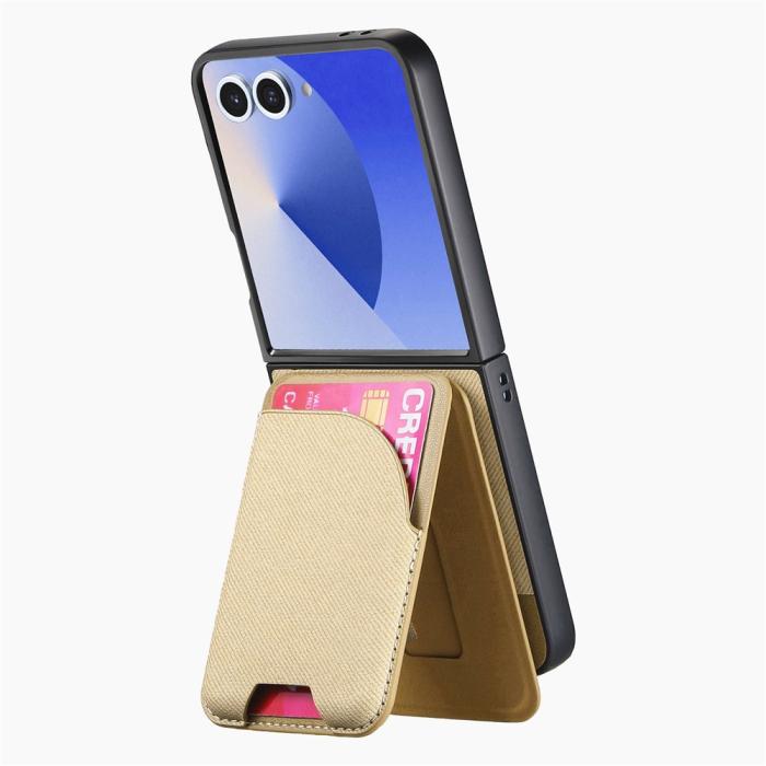 Bild 4,  Galaxy Z Flip 7 Skal Inkl. Avtagbart Kortfack Läder Khaki