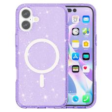  iPhone 17 Skal MagSafe Hybrid Glitter Lila