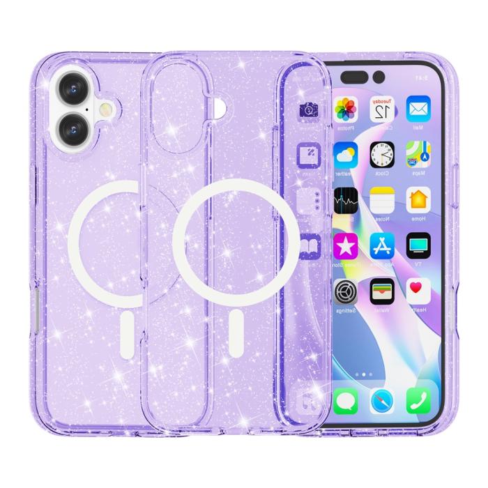 Bild 2,  iPhone 17 Skal MagSafe Hybrid Glitter Lila