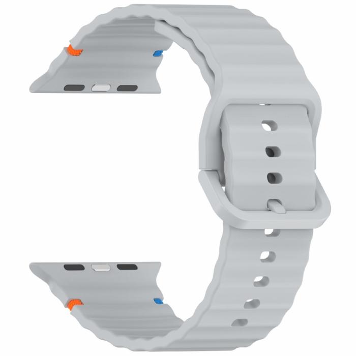 Bild 3,  Apple Watch 42/44/45/46/49 mm Armband Silikon Wave Grå