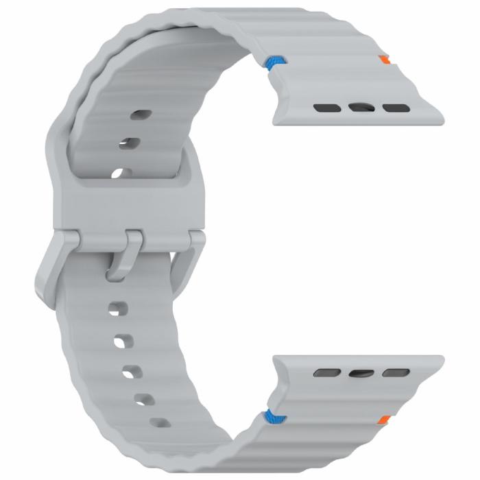 Bild 4,  Apple Watch 42/44/45/46/49 mm Armband Silikon Wave Grå
