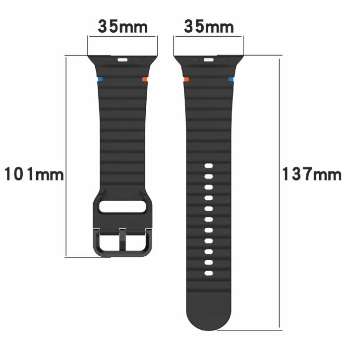 Bild 6,  Apple Watch 42/44/45/46/49 mm Armband Silikon Wave Grå