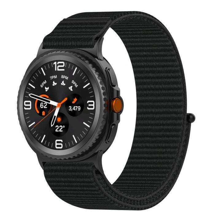 Bild 3,  Galaxy Watch 8 46/44/40 mm Armband Nylon Loop Svart