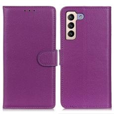  Samsung Galaxy S23 Plus Fodral Litchi L&auml;der Lila