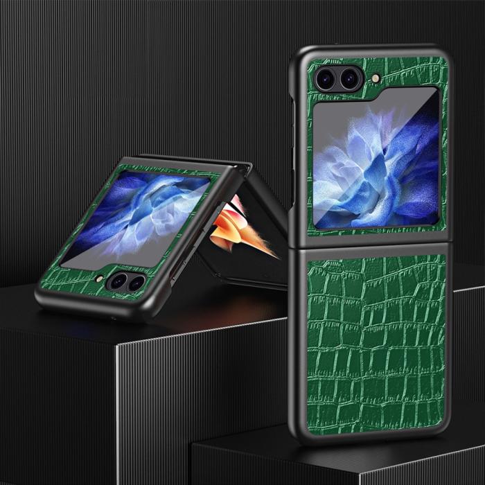 Bild 2,  Galaxy Z Flip 6 / 7 FE Skal Krokodil Textur Läder Grön