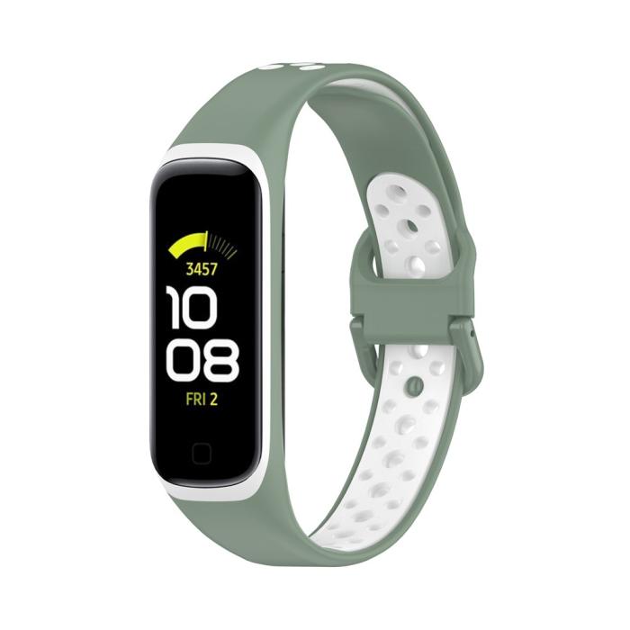 Bild 4,  Samsung Galaxy Fit 2 SM-R220 Armband Ihåligt Silikon Grön/Vit