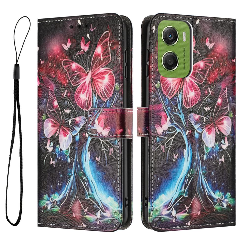  Motorola Moto G06 / G06 Power Fodral Med Tryck Fjäril / Träd