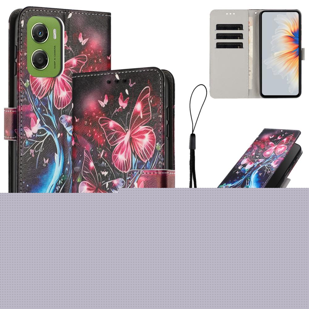  Motorola Moto G06 / G06 Power Fodral Med Tryck Fjäril / Träd