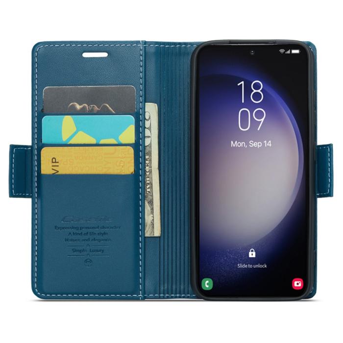 Bild 2, CASEME CASEME Galaxy S24 Fodral RFID Slim Läder Blå