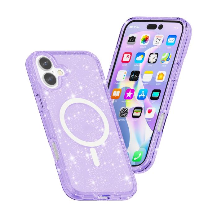 Bild 3,  iPhone 17 Skal MagSafe Hybrid Glitter Lila